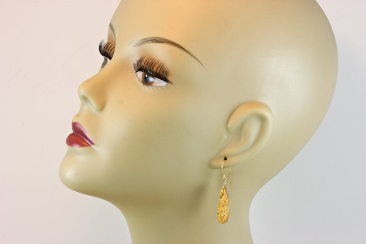 Golden Drusy Earrings Druzy Long Teardrop 14k Solid gold or filled or Sterling Silver Druzy Quartz Simple Drops Druse Classic Dressy Drops