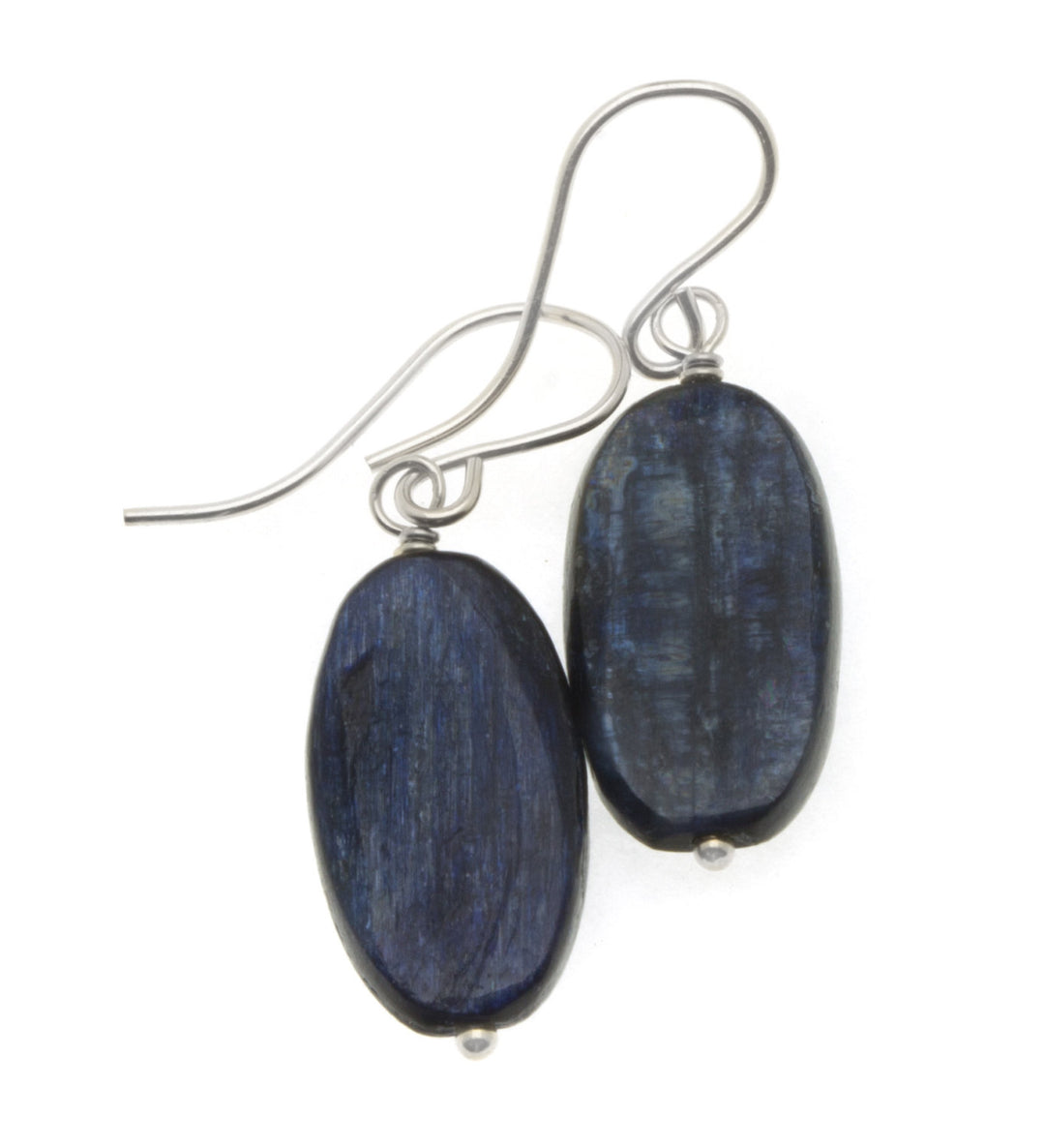 Kyanite Earrings  Rich Blue High Quality Smooth Simple Natural Narrow Oval Drops 14k Solid Gold or Filled or Sterling Silver Dark Blue Denim