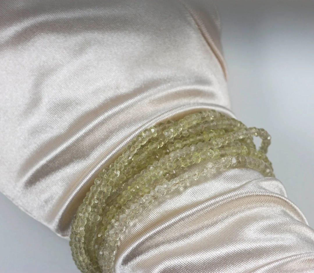 Champagne Lemon Quartz Necklace or Wrap Bracelet Triple Strand  21 22 Inch or 6.5 to 7.5 Twist or Straight Versatile Soft Vintage Look Color