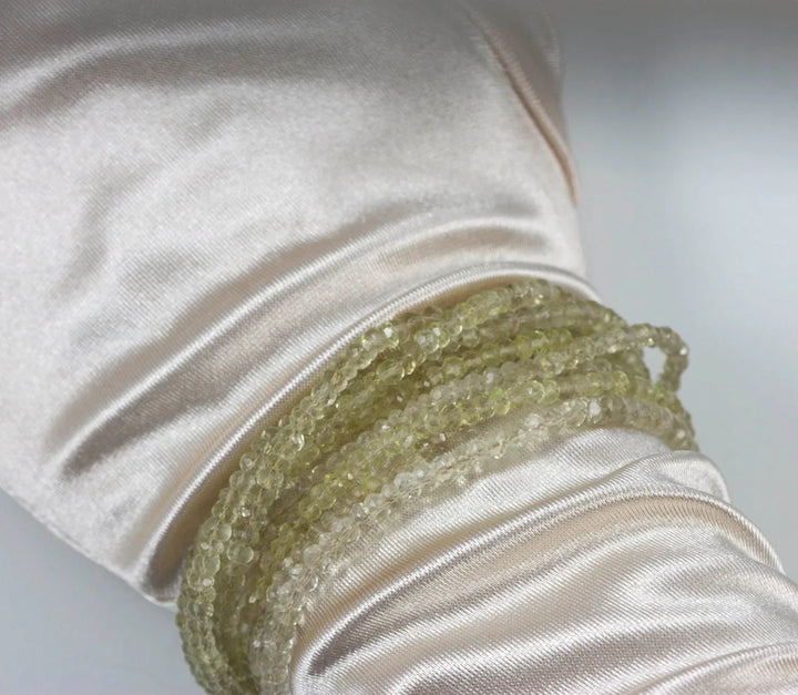 Champagne Lemon Quartz Necklace or Wrap Bracelet Triple Strand  21 22 Inch or 6.5 to 7.5 Twist or Straight Versatile Soft Vintage Look Color