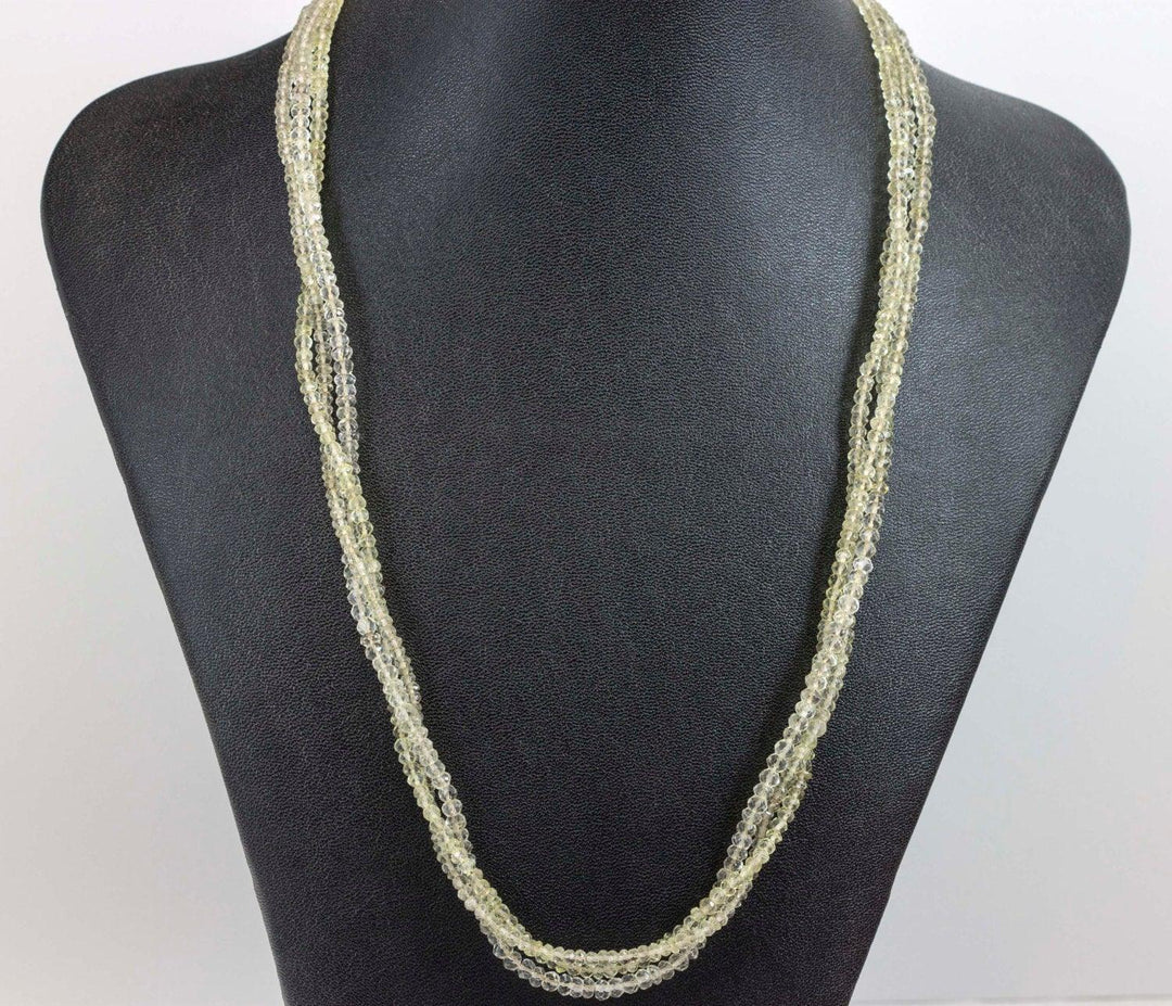 Champagne Lemon Quartz Necklace or Wrap Bracelet Triple Strand  21 22 Inch or 6.5 to 7.5 Twist or Straight Versatile Soft Vintage Look Color
