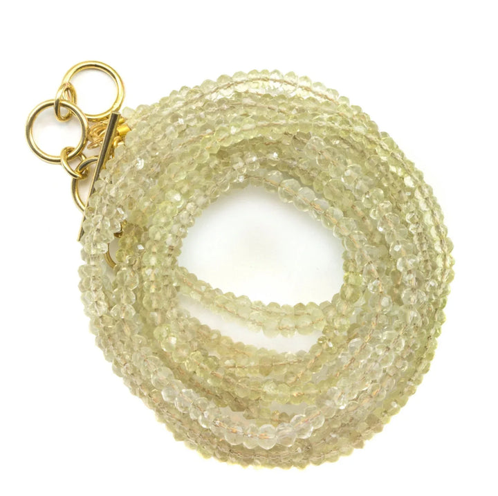 Champagne Lemon Quartz Necklace or Wrap Bracelet Triple Strand  21 22 Inch or 6.5 to 7.5 Twist or Straight Versatile Soft Vintage Look Color