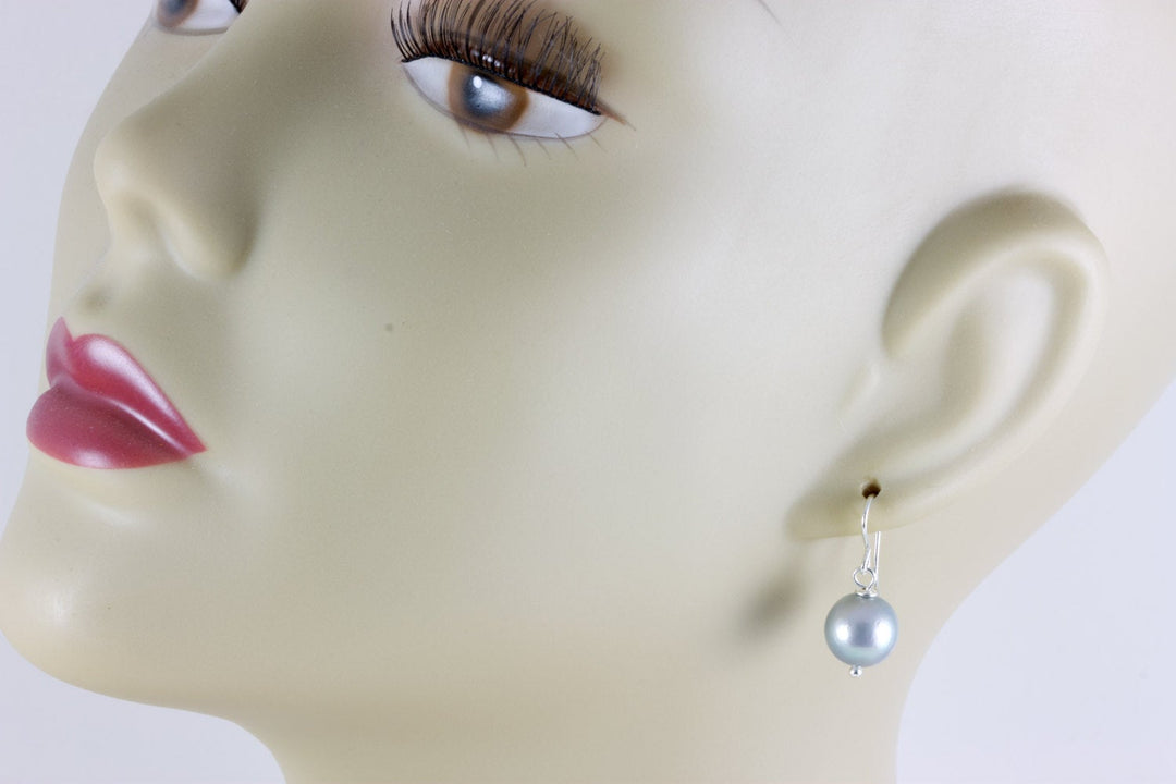 Silvery Gray Pearl Earrings Freshwater Cultured Pearls Sterling Silver or 14k Solid Gold or Filled Oval Round Shape Soft Grey Simple Drops