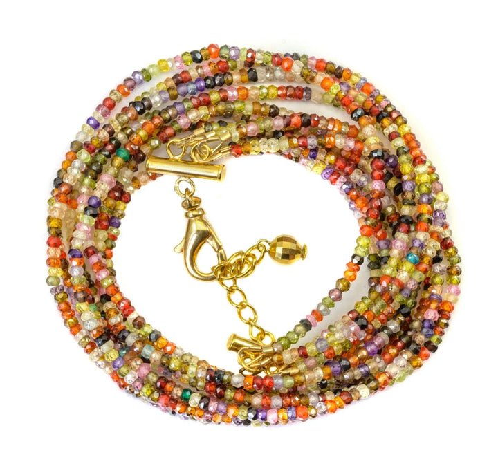 Cubic Zirconia Necklace or Wrap Bracelet Triple Strand 20 21 Inch or 6.5 to 7.5 Twist or Straight Versatile CZ Multiple Colors Multi Colors - Spyglass Designs