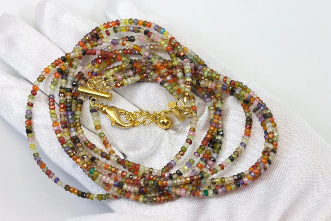 Cubic Zirconia Necklace or Wrap Bracelet Triple Strand 20 21 Inch or 6.5 to 7.5 Twist or Straight Versatile CZ Multiple Colors Multi Colors - Spyglass Designs