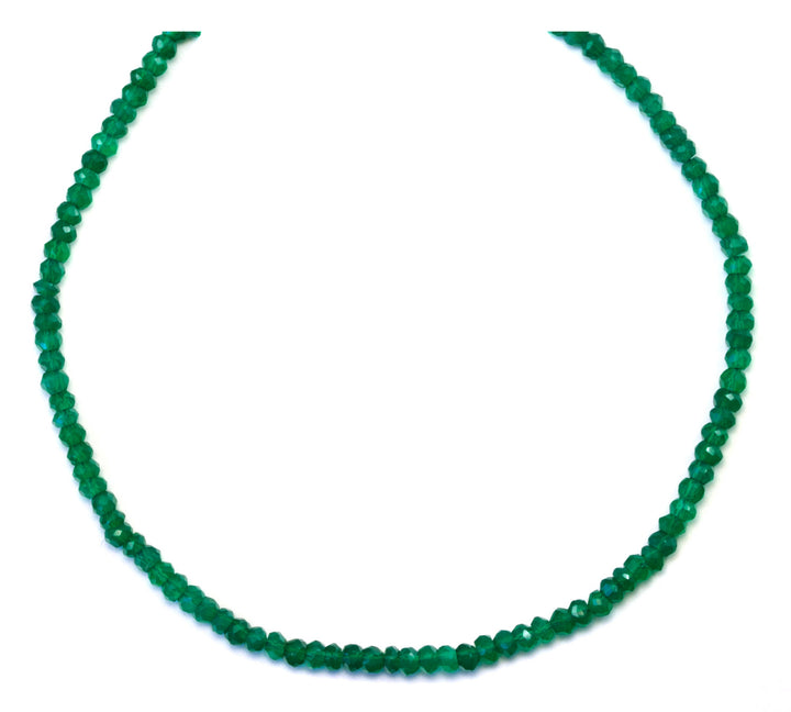 Green Onyx Necklace Faceted Solid Strand Link Beaded 14k Gold Filled or Sterling Silver 18 Inches natural stone everyday wear