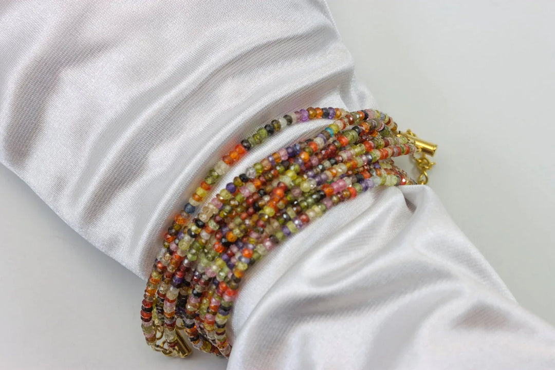 Cubic Zirconia Necklace or Wrap Bracelet Triple Strand 20 21 Inch or 6.5 to 7.5 Twist or Straight Versatile CZ Multiple Colors Multi Colors - Spyglass Designs