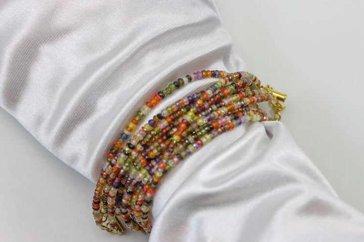 Cubic Zirconia Necklace or Wrap Bracelet Triple Strand 20 21 Inch or 6.5 to 7.5 Twist or Straight Versatile CZ Multiple Colors Multi Colors - Spyglass Designs