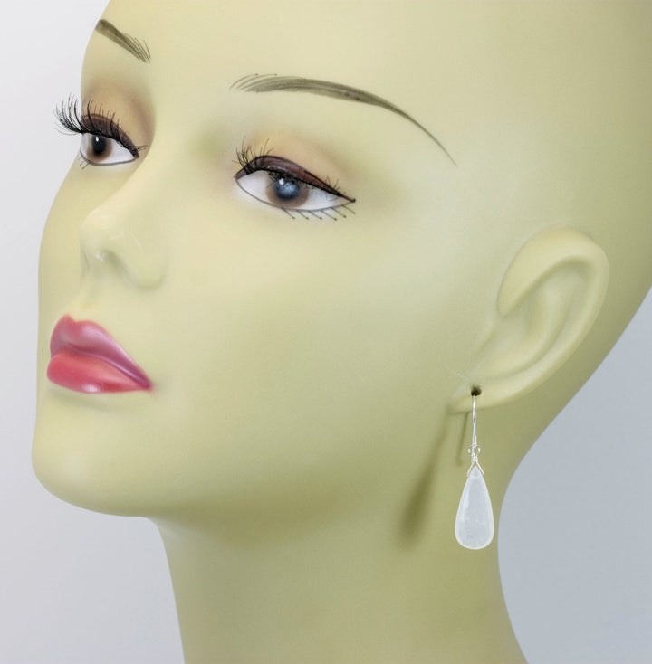 White Moonstone Earrings Sterling Silver or 14k Solid Gold Filled Faceted Teardrop Natural High Quality Simple Dainty Drops Shimmery Drops