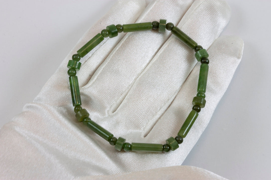Jade Bracelet Green Nephrite Adjustable 7 8 Inches Inch Simple Everyday Stretch Easy Wear Natural Stones Different Shapes Round  Teardrop