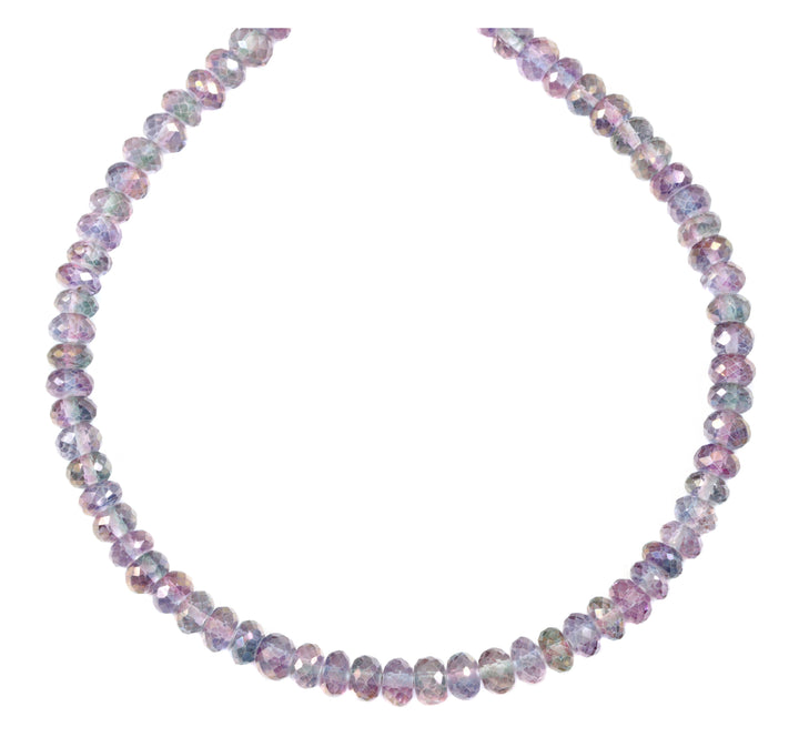 Mystic Quartz  Necklace Beaded 14k Gold Filled Solid Strand Faceted 20 Inch  AAA Purple Blue Lavender Iridescent colors 6mm size