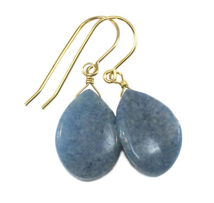 Lapis Earrings Lazuli Natural Denim Drop Sterling Silver or 14k Solid Gold or Filled Light Blue Curved Teardrop Petal Shaped Drops