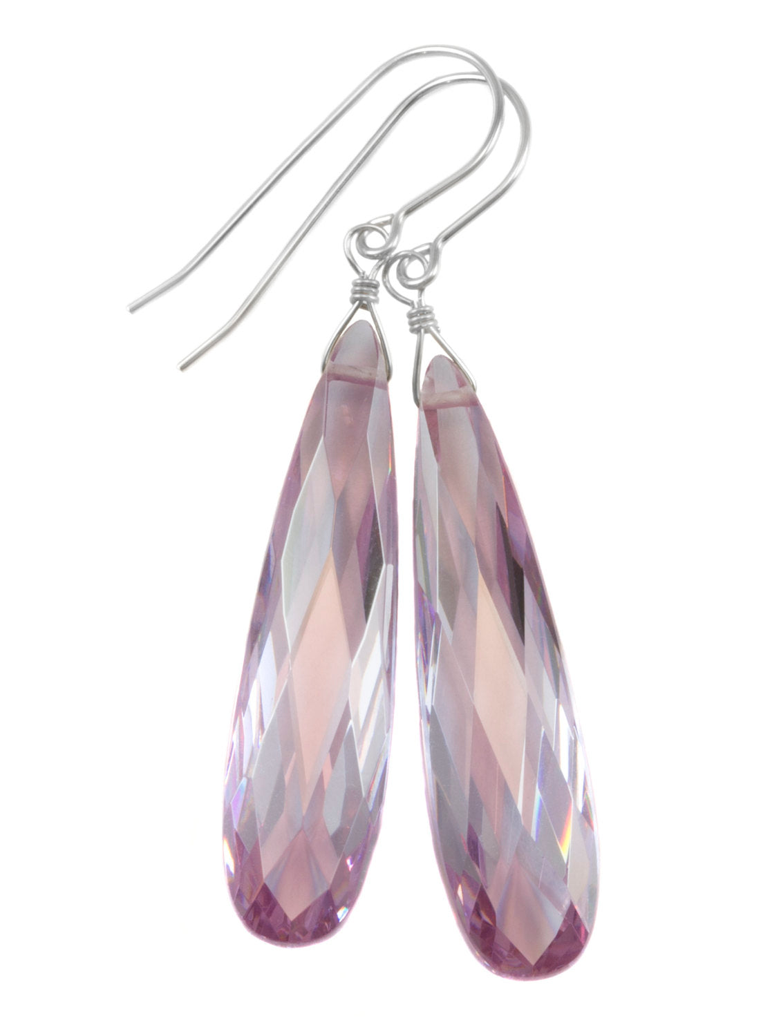 Cubic Zirconia Earrings Simulated Lavender Tanzanite Long Large Tear D –  Spyglass Designs