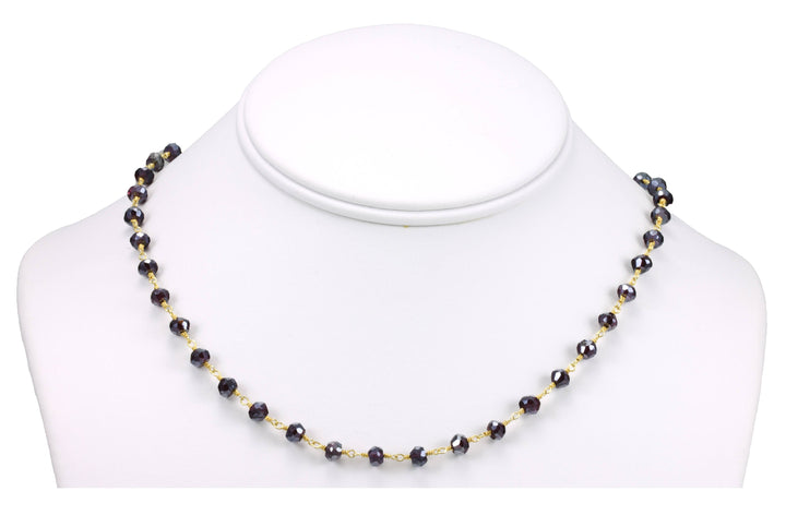 Red Garnet Necklace AAA Faceted 14k Gold Fill Beaded Chain Link 18 Inch Rich Deep Natural  Red Spyglass Designs Mystic Finish