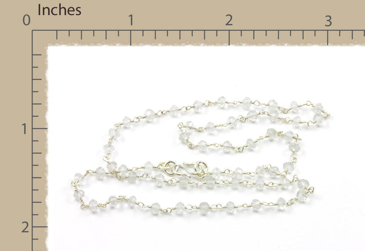 Natural Clear Quartz Necklace Beaded Sterling Silver or 14k Gold Filled Beaded Strand Faceted 18 19 Inch  AAA  classic design Small Dainty