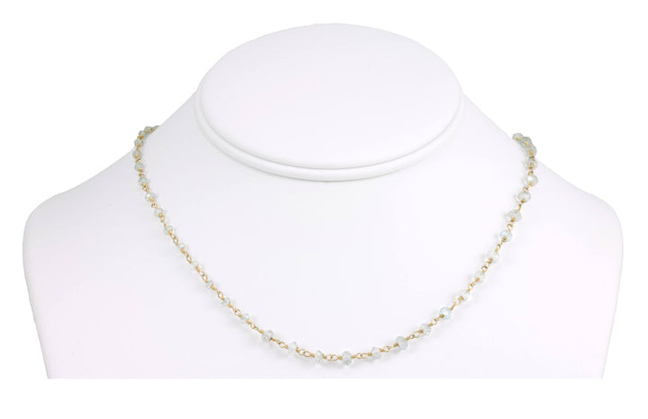 Natural Clear Quartz Necklace Beaded Sterling Silver or 14k Gold Filled Beaded Strand Faceted 18 19 Inch  AAA  classic design Small Dainty