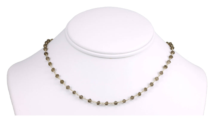 Smoky Quartz Necklace Spaced Link Smokey Beaded 14k Gold Fill or Sterling Silver 18 19 Inches Smokey Faceted Quartz Chain Spyglass Designs
