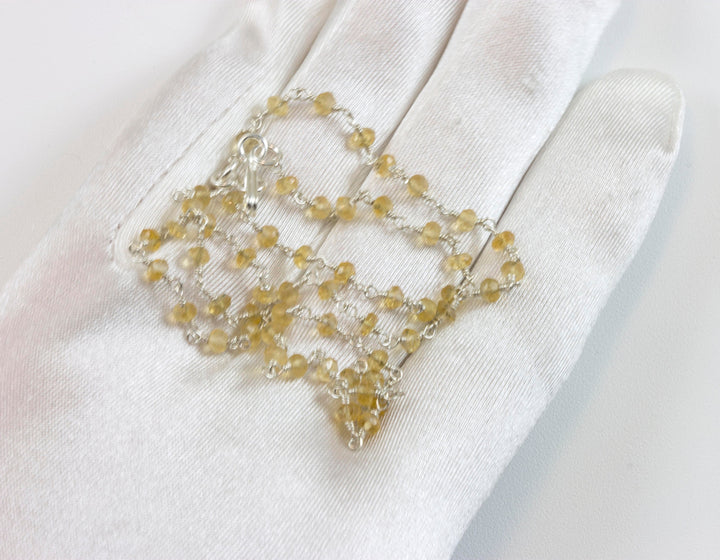 Yellow Citrine Necklace 14k Gold Filled or Sterling Silver Chain Link Faceted  18 19 Inches Simple Dainty Everyday Lightweight Small