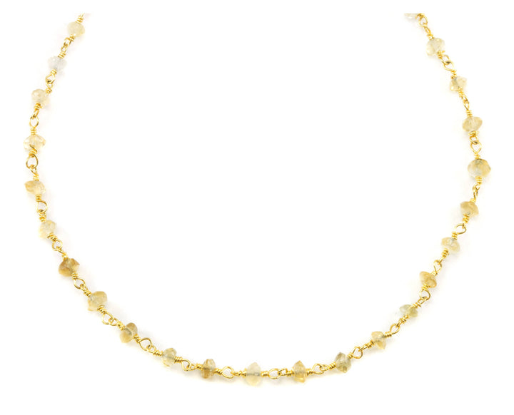 Yellow Citrine Necklace 14k Gold Filled or Sterling Silver Chain Link Faceted  18 19 Inches Simple Dainty Everyday Lightweight Small