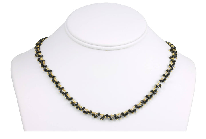 Black Spinel Necklace Faceted Spaced Link Cluster Beaded Sterling Silver or 14k Gold Fill 18 19 Inches  Clusters Natural Classic Design