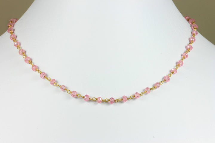 CZ Necklace 14k Gold Filled  Chain Link Faceted  18 19 Inches Multicolors Pink or Lavender Multi Colors Cubic Zirconia