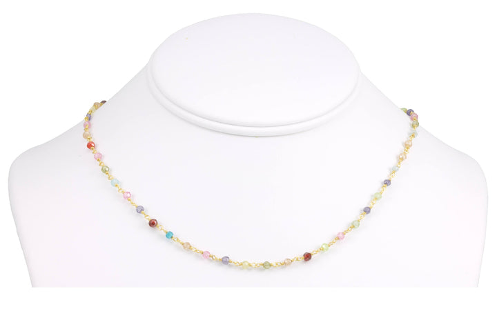 CZ Necklace 14k Gold Filled  Chain Link Faceted  18 19 Inches Multicolors Pink or Lavender Multi Colors Cubic Zirconia