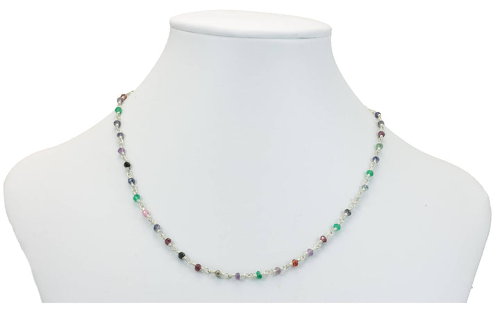 Multi Gemstone Necklace Link Beaded 14k Gold Filled or Sterling silver  18 19 Inch Amethyst Iolite Onyx Moonstone Carnelian Peridot Spinel