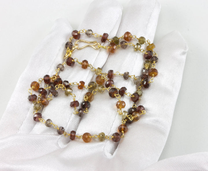 Sapphire Necklace Natural Tundra Spaced Chain Link Beaded 14k Gold fill 18 19 Inches Multiple Colors Quality Simple Dainty 5mm stones