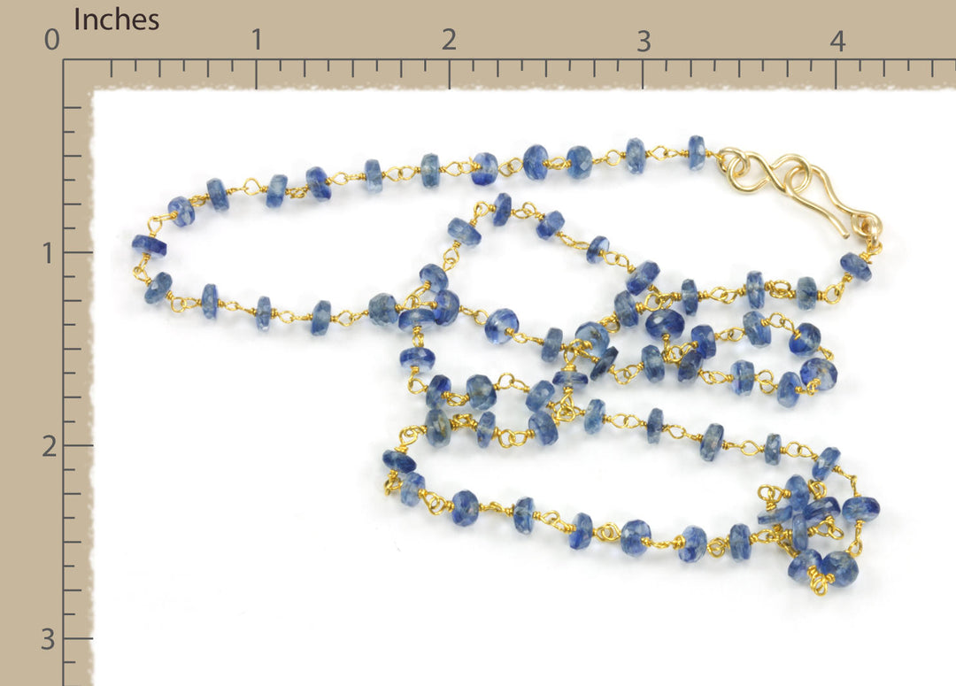 Kyanite Necklace 14k Gold filled 18 19 Inch Chain Faceted Natural Earthy Gemstones 4mm Blue Dainty Small