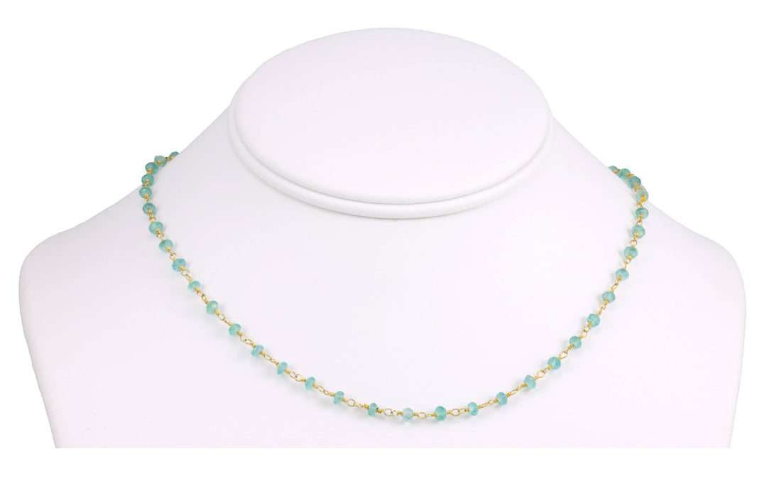 Blue Apatite Necklace 14k Gold filled 18 19 Inch Chain Faceted Natural Earthy Gemstones 3.5mm Soft Pale Blue Dainty Small