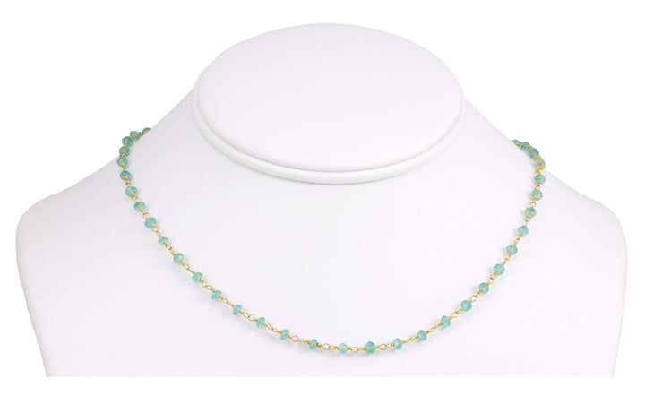 Blue Apatite Necklace 14k Gold filled 18 19 Inch Chain Faceted Natural Earthy Gemstones 3.5mm Soft Pale Blue Dainty Small