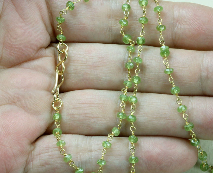 Green Vesuvianite Necklace 14k Gold filled 18 19 Inch Chain Faceted Natural Earthy Gemstones 3.5mm Dainty Small