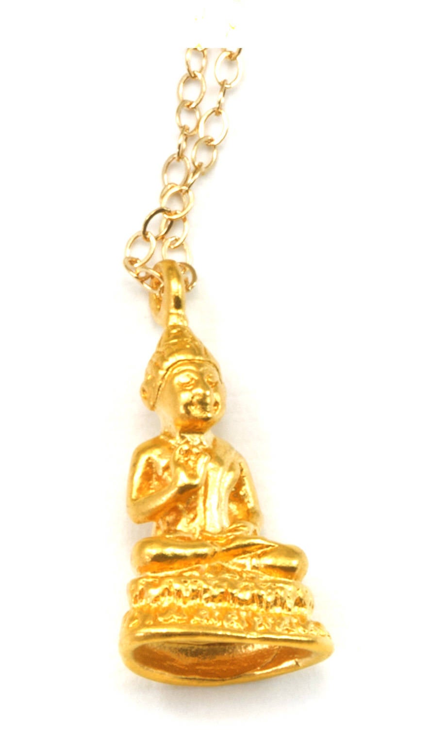 Buddha Pendant Necklace 18k yellow gold and Sterling Silver Vermeil lobster clasp 18 Inch Simple Small