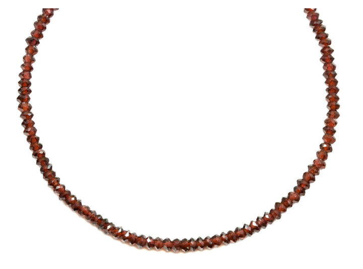 Natural Red Garnet Necklace Beaded Sterling Silver or 14 Gold Filled Solid Strand Faceted 18 19 Inch  AAA