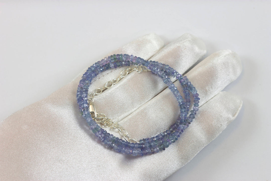 Tanzanite Necklace 14k Gold filled or sterling silver 18 19 Inch Chain Faceted  Natural Earthy  Gemstones Solid Strand 3mm Purple lavender