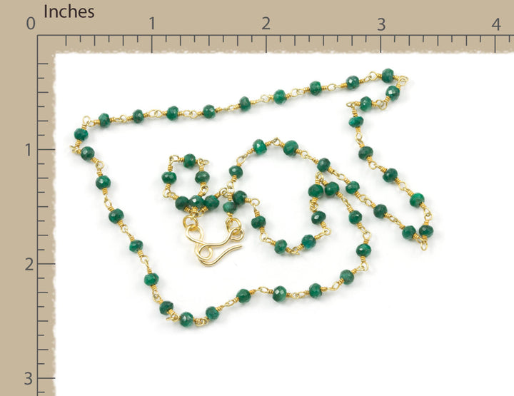 Green Emerald Necklace Faceted Spaced Link Beaded 14k Gold Filled Necklace 18 19 Inches Rondelles AAA Cut Rich Raw Emerald 3 or 4mm