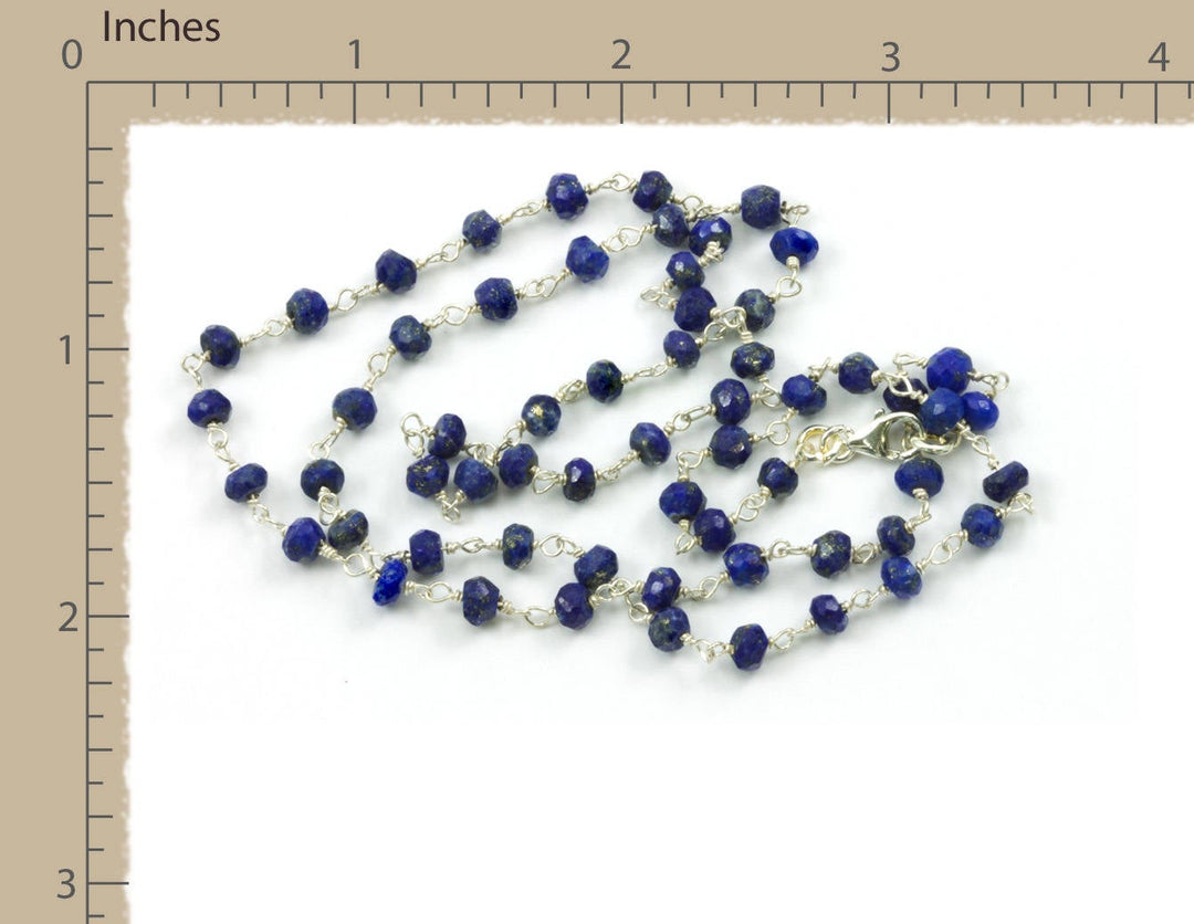 Lapis Lazuli Blue Necklace Natural Faceted Spaced Link  Beaded 14k Gold Fill or Sterling Silver 18 19 Inches Simple Everyday Small Dainty
