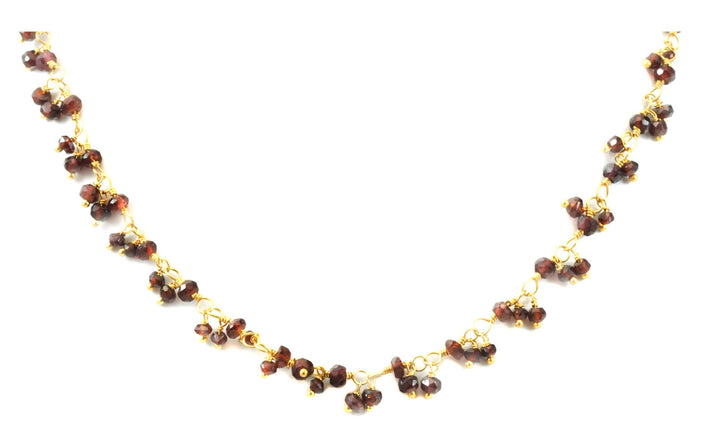 Red Garnet or Hessonite Garnet Cluster Necklace AAA Faceted 14k Gold Fill Beaded Chain Link 18 Inch Spyglass Designs Deep Red or Red Brown
