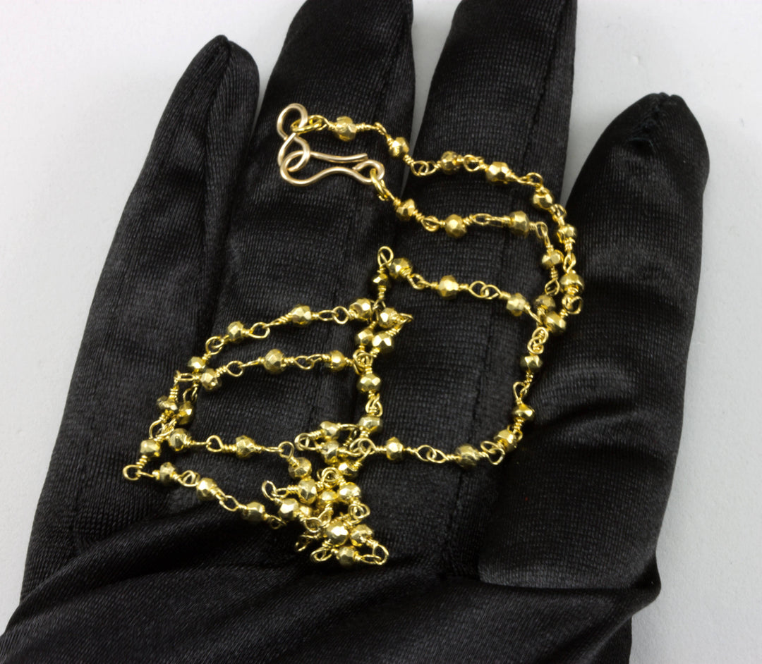 Iron Pyrite Necklace 14k Gold Filled Small Dainty Stones 18 19 Inches Simple Coated Golden Color Nugget chain Look