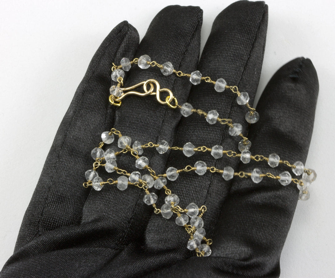 Natural Clear Quartz Necklace Beaded Sterling Silver or 14k Gold Filled Beaded Strand Faceted 18 19 Inch  AAA  classic design Small Dainty