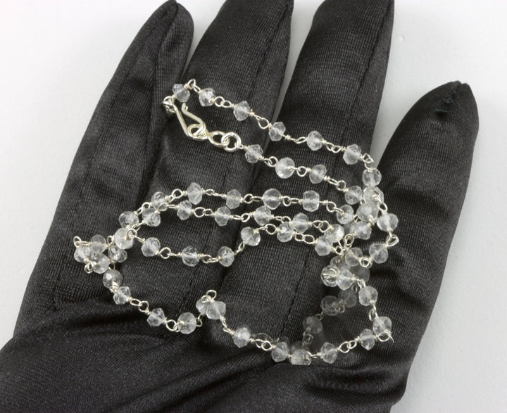 Natural Clear Quartz Necklace Beaded Sterling Silver or 14k Gold Filled Beaded Strand Faceted 18 19 Inch  AAA  classic design Small Dainty