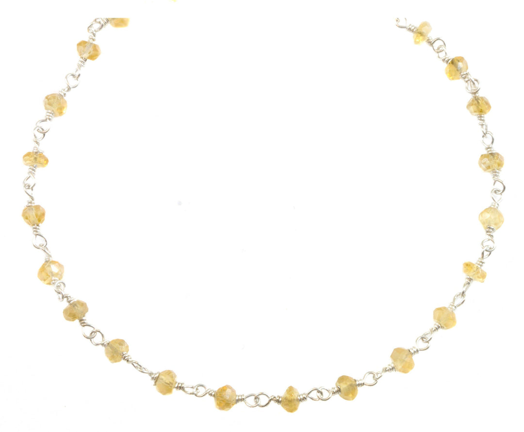 Yellow Citrine Necklace 14k Gold Filled or Sterling Silver Chain Link Faceted  18 19 Inches Simple Dainty Everyday Lightweight Small