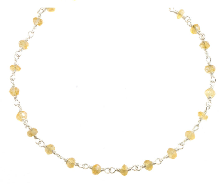 Yellow Citrine Necklace 14k Gold Filled or Sterling Silver Chain Link Faceted  18 19 Inches Simple Dainty Everyday Lightweight Small