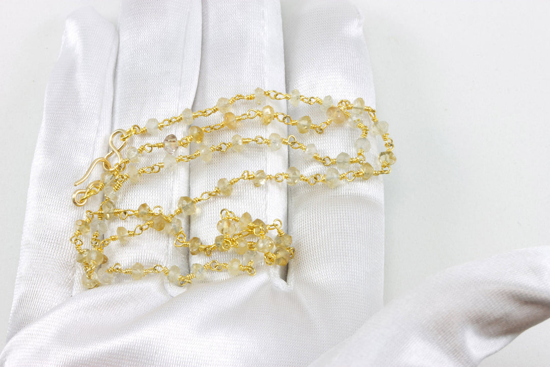 Yellow Citrine Necklace 14k Gold Filled or Sterling Silver Chain Link Faceted  18 19 Inches Simple Dainty Everyday Lightweight Small