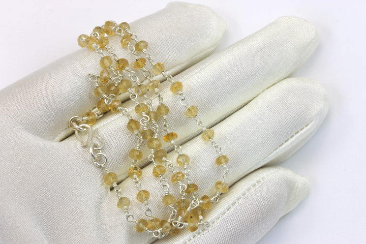 Yellow Citrine Necklace 14k Gold Filled or Sterling Silver Chain Link Faceted  18 19 Inches Simple Dainty Everyday Lightweight Small