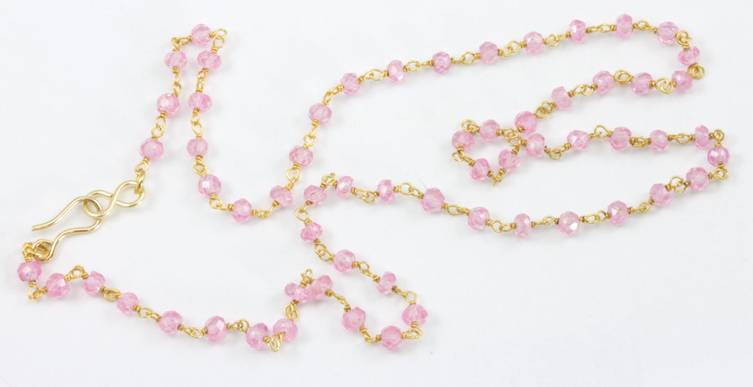 CZ Necklace 14k Gold Filled  Chain Link Faceted  18 19 Inches Multicolors Pink or Lavender Multi Colors Cubic Zirconia