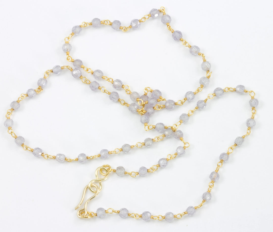 CZ Necklace 14k Gold Filled  Chain Link Faceted  18 19 Inches Multicolors Pink or Lavender Multi Colors Cubic Zirconia