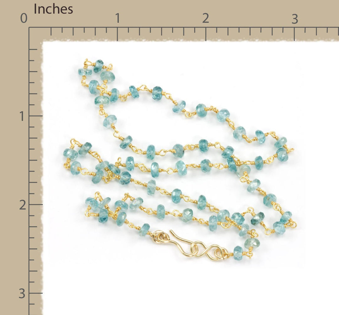 Zircon Necklace Spaced Link Beaded 14k Gold Filled 18 19 Inches Natural blue Simple Single Beaded Chain daily wear