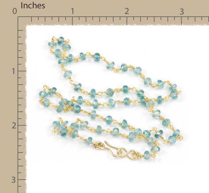 Zircon Necklace Spaced Link Beaded 14k Gold Filled 18 19 Inches Natural blue Simple Single Beaded Chain daily wear