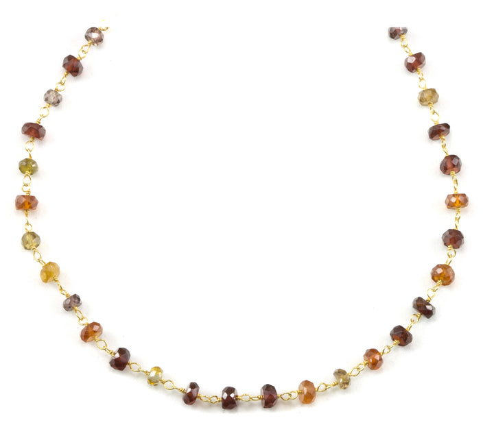 Sapphire Necklace Natural Tundra Spaced Chain Link Beaded 14k Gold fill 18 19 Inches Multiple Colors Quality Simple Dainty 5mm stones